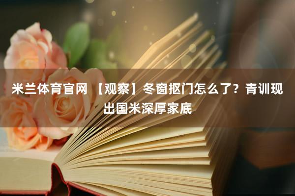 米兰体育官网 【观察】冬窗抠门怎么了？青训现出国米深厚家底