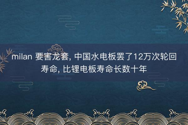 milan 要害龙套， 中国水电板罢了12万次轮回寿命， 比锂电板寿命长数十年
